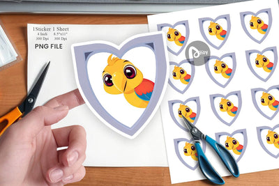 Sticker Heart Parrot Sublimation artnoy 