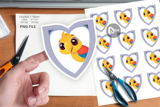 Sticker Heart Parrot Sublimation artnoy 