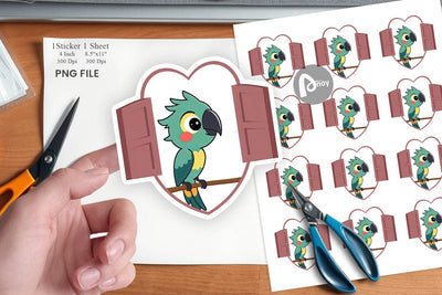 Sticker Heart Parrot Sublimation artnoy 