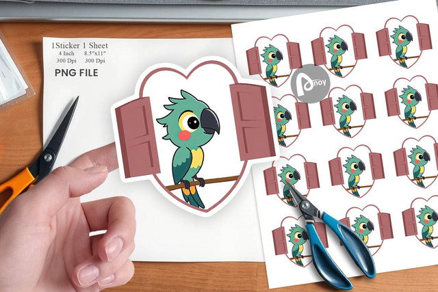 Sticker Heart Parrot Sublimation artnoy 