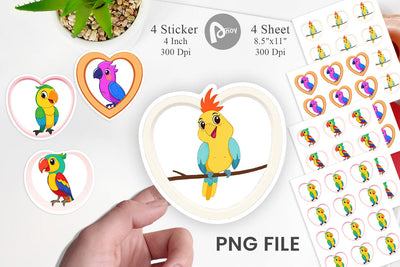 Sticker Heart Parrot Sublimation artnoy 