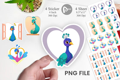 Sticker Heart Peacock Sublimation artnoy 