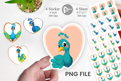 Sticker Heart Peacock Sublimation artnoy 