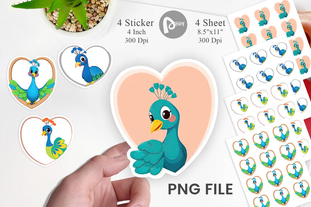 Sticker Heart Peacock Sublimation artnoy 