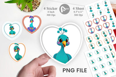 Sticker Heart Peacock Sublimation artnoy 