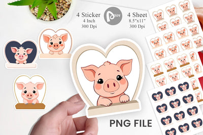 Sticker Heart Pig Sublimation artnoy 