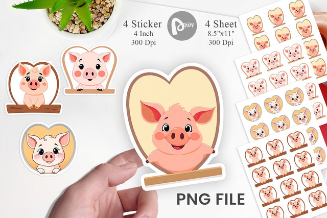 Sticker Heart Pig Sublimation artnoy 