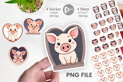 Sticker Heart Pig Sublimation artnoy 