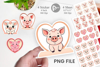 Sticker Heart Pig Sublimation artnoy 