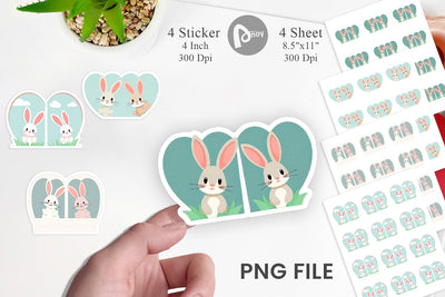 Sticker Heart Rabbit Sublimation artnoy 