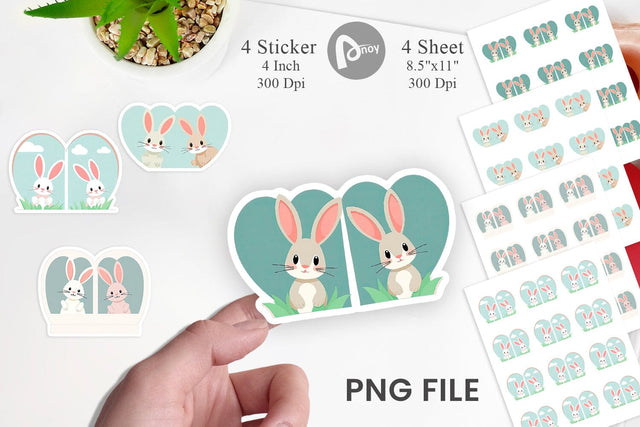 Sticker Heart Rabbit Sublimation artnoy 