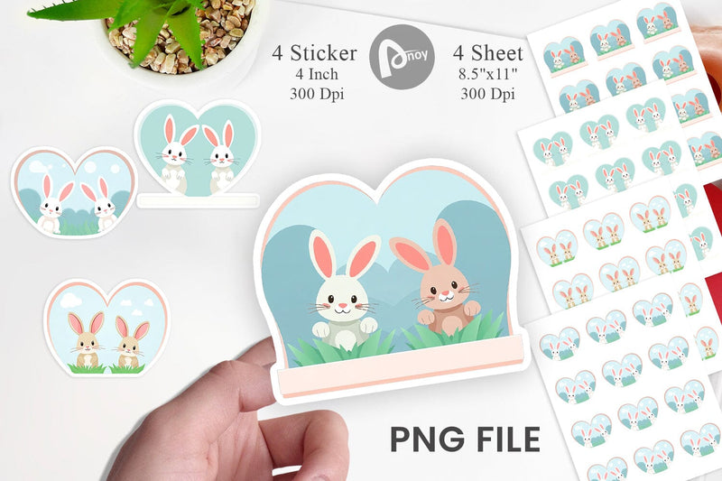 Sticker Heart Rabbit Sublimation artnoy 
