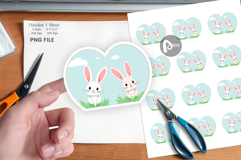 Sticker Heart Rabit Sublimation artnoy 