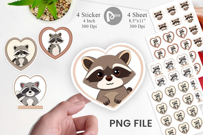 Sticker Heart Raccoon Sublimation artnoy 