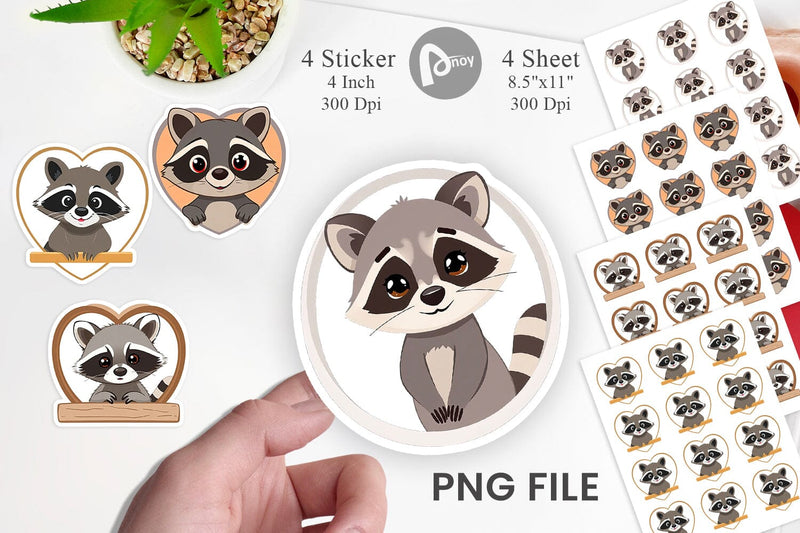 Sticker Heart Raccoon Sublimation artnoy 