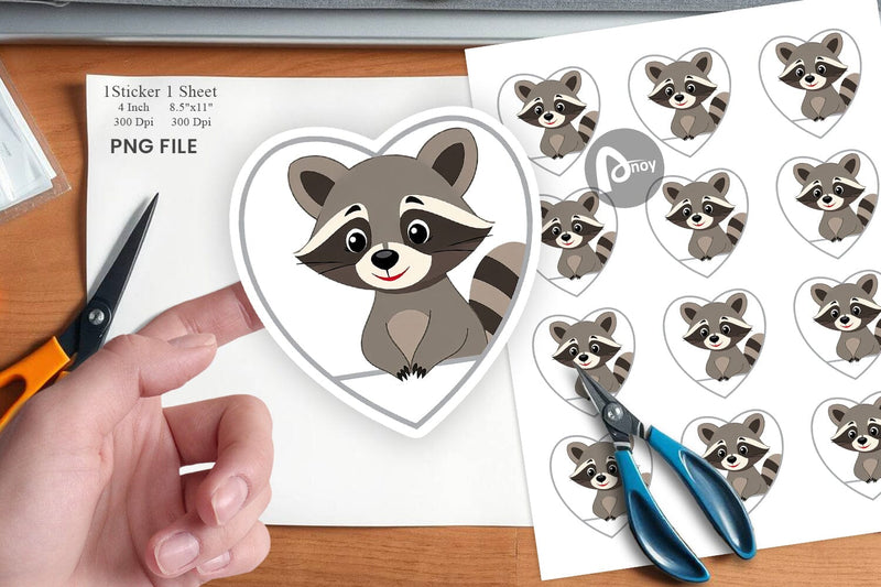 Sticker Heart Raccoon Sublimation artnoy 