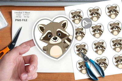 Sticker Heart Raccoon Sublimation artnoy 