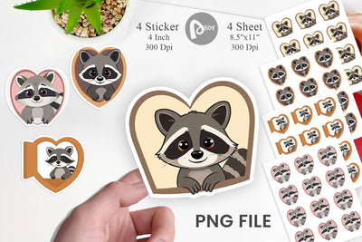 Sticker Heart Raccoon Sublimation artnoy 