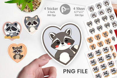 Sticker Heart Raccoon Sublimation artnoy 