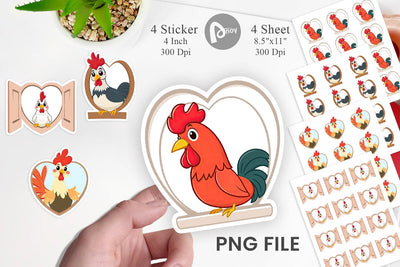 Sticker Heart Rooster Sublimation artnoy 