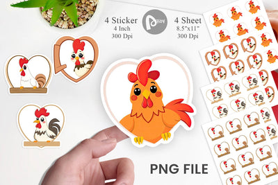 Sticker Heart Rooster Sublimation artnoy 