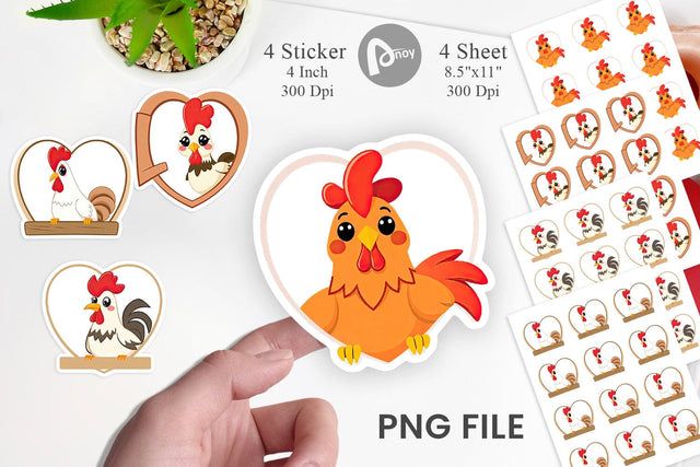 Sticker Heart Rooster Sublimation artnoy 