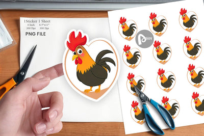 Sticker Heart Rooster Sublimation artnoy 