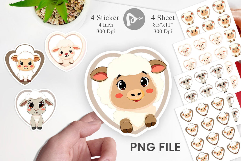 Sticker Heart Sheep - So Fontsy