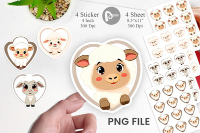 Sticker Heart Sheep Sublimation artnoy 