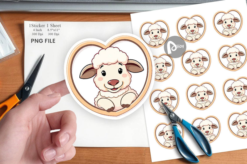 Sticker Heart Sheep Sublimation artnoy 