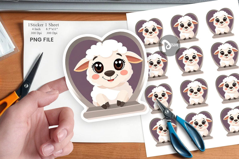 Sticker Heart Sheep Sublimation artnoy 