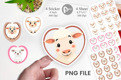 Sticker Heart Sheep Sublimation artnoy 