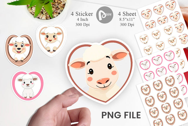 Sticker Heart Sheep Sublimation artnoy 