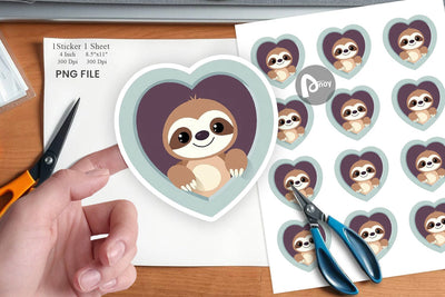 Sticker Heart Sloth Sublimation artnoy 