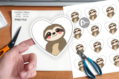 Sticker Heart Sloth Sublimation artnoy 