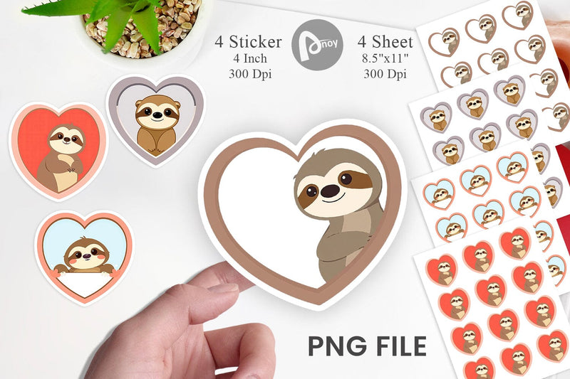 Sticker Heart Sloth Sublimation artnoy 