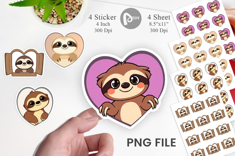 Sticker Heart Sloth Sublimation artnoy 