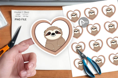Sticker Heart Sloth Sublimation artnoy 