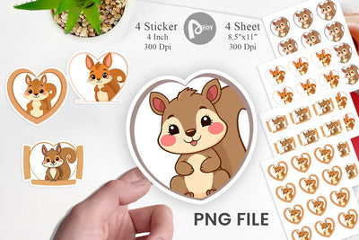 Sticker Heart Squirrel Sublimation artnoy 