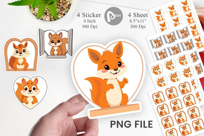 Sticker Heart Squirrel Sublimation artnoy 