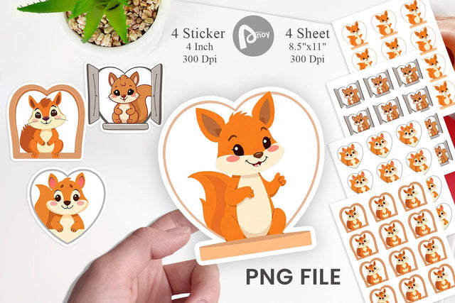 Sticker Heart Squirrel Sublimation artnoy 
