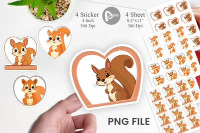 Sticker Heart Squirrel Sublimation artnoy 