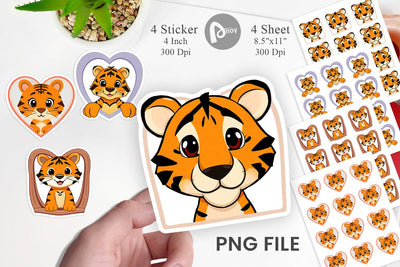 Sticker Heart Tiger Sublimation artnoy 