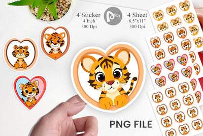 Sticker Heart Tiger Sublimation artnoy 