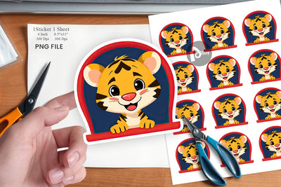 Sticker Heart Tiger Sublimation artnoy 