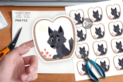 Sticker Heart Wolf Sublimation artnoy 