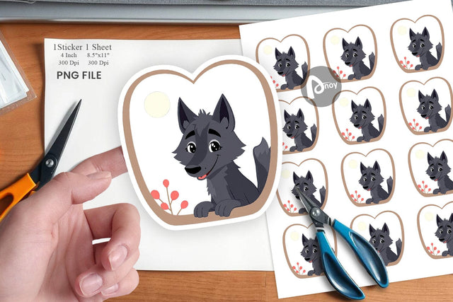 Sticker Heart Wolf Sublimation artnoy 