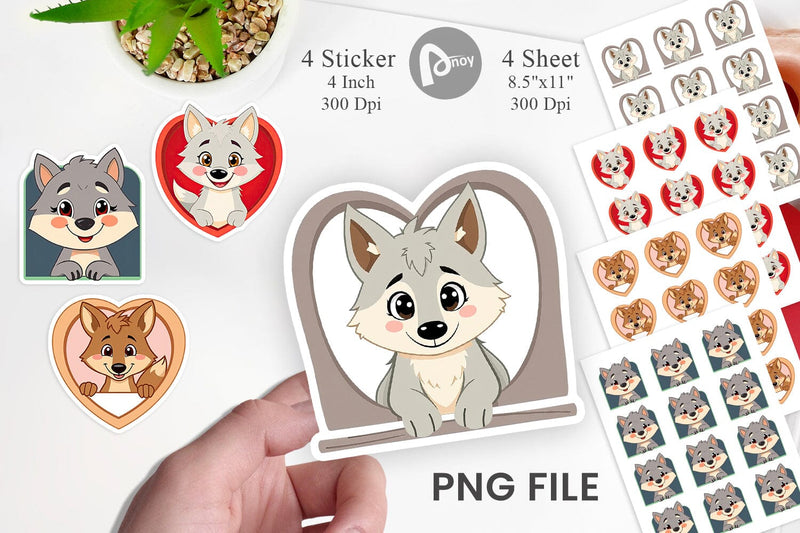 Sticker Heart Wolf Sublimation artnoy 