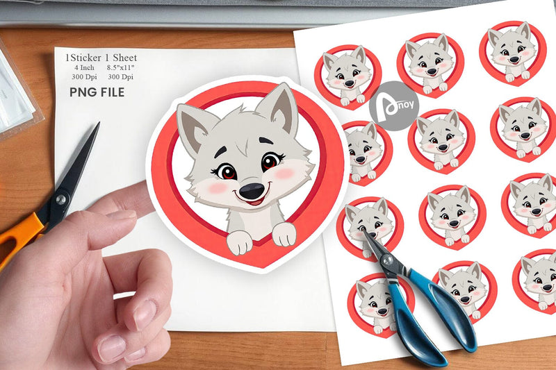 Sticker Heart Wolf Sublimation artnoy 