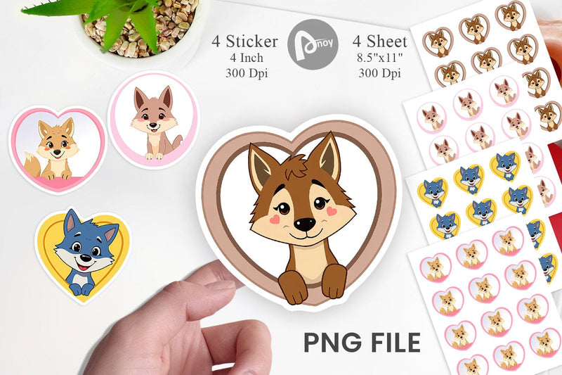 Sticker Heart Wolf Sublimation artnoy 